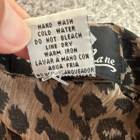 Vintage Silk Leopard Print Longline Tunic Button Front Sheer Slits - Picture 13 of 16